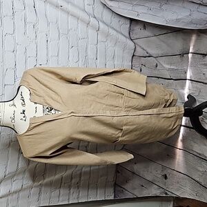 Chico's Linen/Cotton Duster Length Snap Front Cardigan Size 0 (Small) Beige